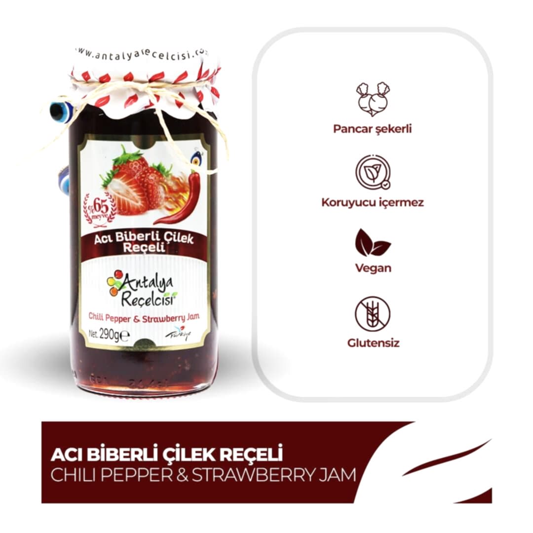 Antalya Reçelcisi Acı Biberli Çilek Reçeli 290g Gurme Serisi