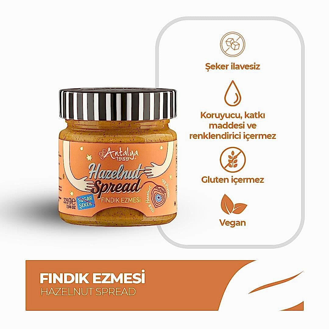 Antalya Reçelcisi 225g Fındık Ezmesi | Gerçek ve Yoğun Tat